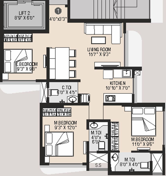 3 BHK Flat in M Mamtora Shree Ascend Tower in Malad West, Mumbai - Image 774960