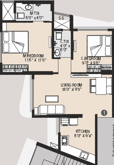 2 BHK Flat in M Mamtora Shree Ascend Tower in Malad West, Mumbai - Image 774959