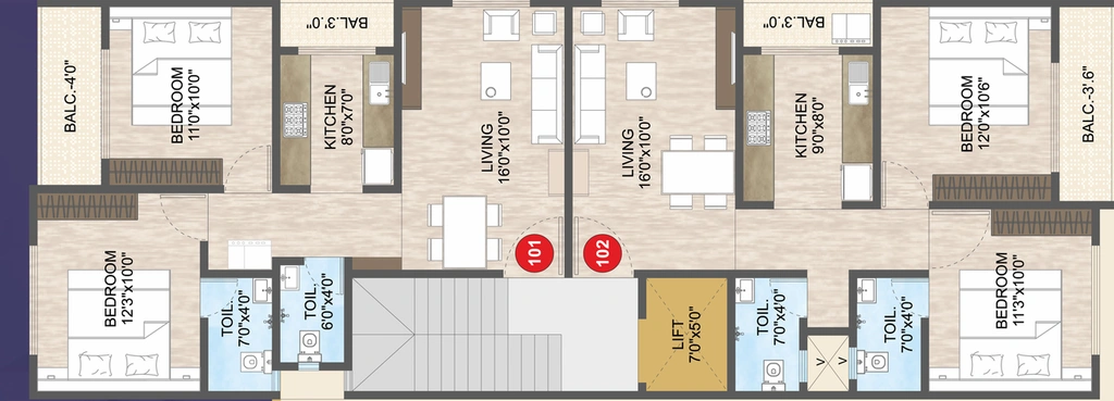 Floor Plan of RA Zen in Ulhasnagar, Thane - Image 125666