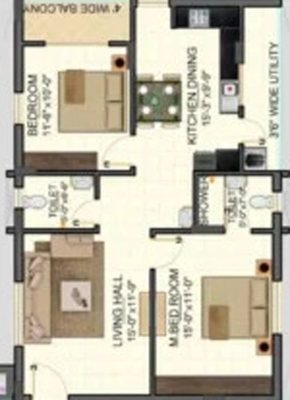 2 BHK Flat in Amrutha Sarovar in Kompally, Hyderabad - Image 844575