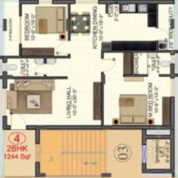2 BHK Flat in Amrutha Sarovar in Kompally, Hyderabad - Image 844576
