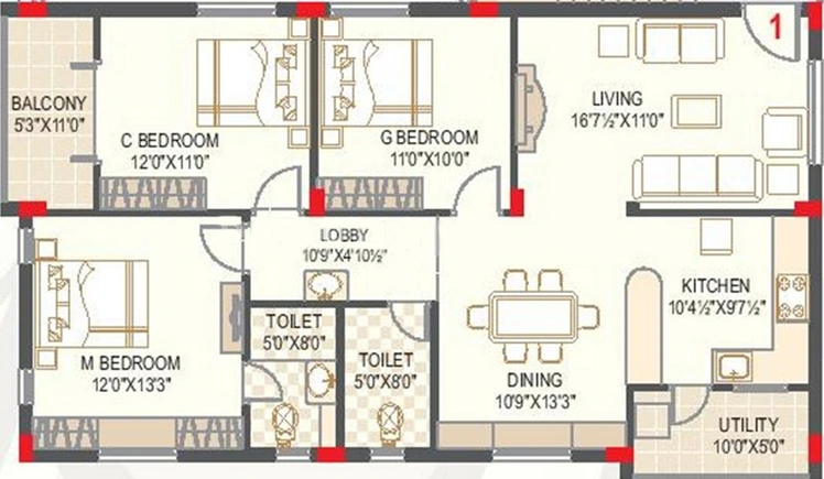 3 BHK Flat in AVL Aakruthi in Manikonda, Hyderabad - Image 844584