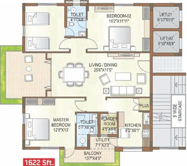 3 BHK Flat in Bridge Tree Walk in Kondapur, Hyderabad - Image 844675