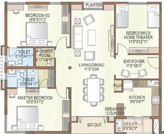 3 BHK Flat in Bridge Tree Walk in Kondapur, Hyderabad - Image 844676