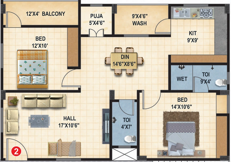 2 BHK Flat in Uma Bloom Park in Medachal, Hyderabad - Image 836315