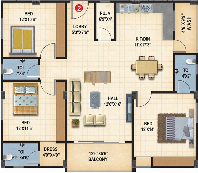 3 BHK Flat in Uma Bloom Park in Medachal, Hyderabad - Image 836319