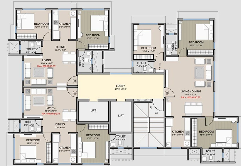 Floor Plan of Vraj Paras Residency in Goregaon West, Mumbai - Image 120978