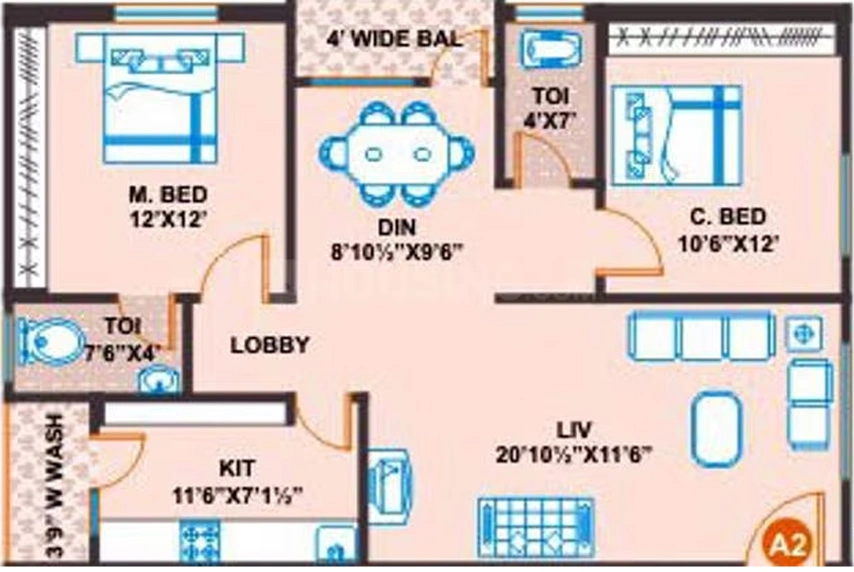 2 BHK Flat in Prime Hemadri Tower in Kukatpally, Hyderabad - Image 844720