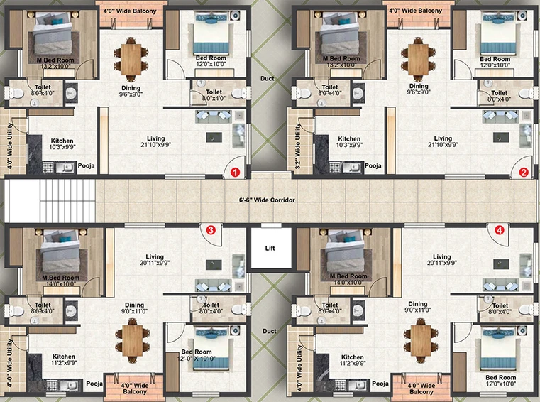 Floor Plan of Rishis Sais Shraya Enclave in Gajulramaram, Hyderabad - Image 226996