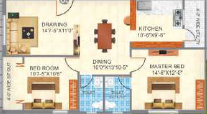 2 BHK Flat in Rishis Sai Suraksha in Miyapur, Hyderabad - Image 844729