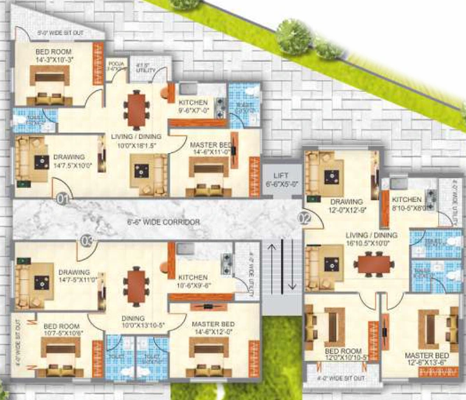 Floor Plan of Rishis Sai Suraksha in Miyapur, Hyderabad - Image 249322