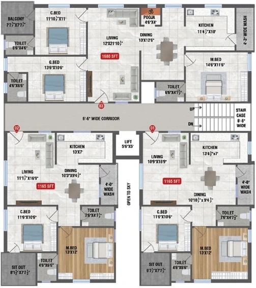 Floor Plan of Rudhra Soudamini in Pragathi Nagar, Hyderabad - Image 232604