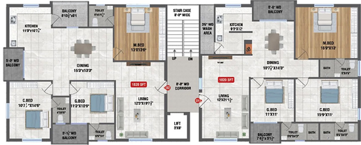 Floor Plan of Rudhra Raagam & Taanam in Pragathi Nagar, Hyderabad - Image 232578