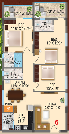3 BHK Flat in RV Manyatha in Chandanagar, Hyderabad - Image 844747