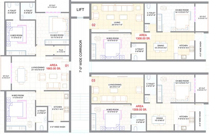Floor Plan of Saanvi Aurora Homes in Manchirevula, Hyderabad - Image 249444