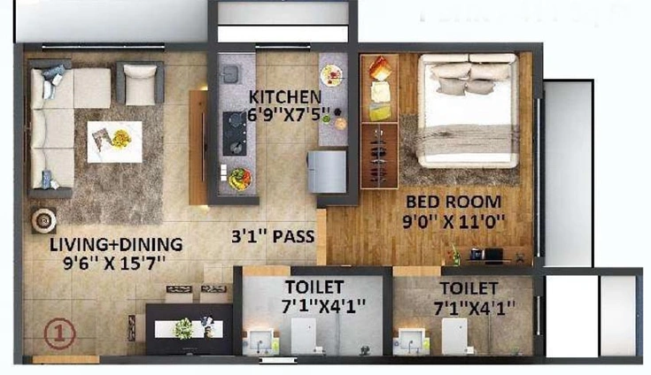 1 BHK Flat in Sanghvi S3 Proxima in Chembur West, Mumbai - Image 775311