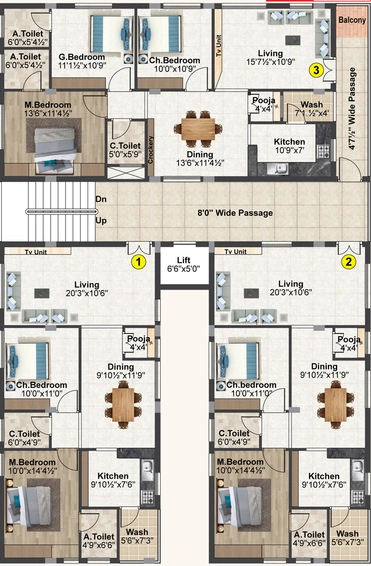 Floor Plan of Siri Sampada White Cloud in Vanasthalipuram, Hyderabad - Image 248625