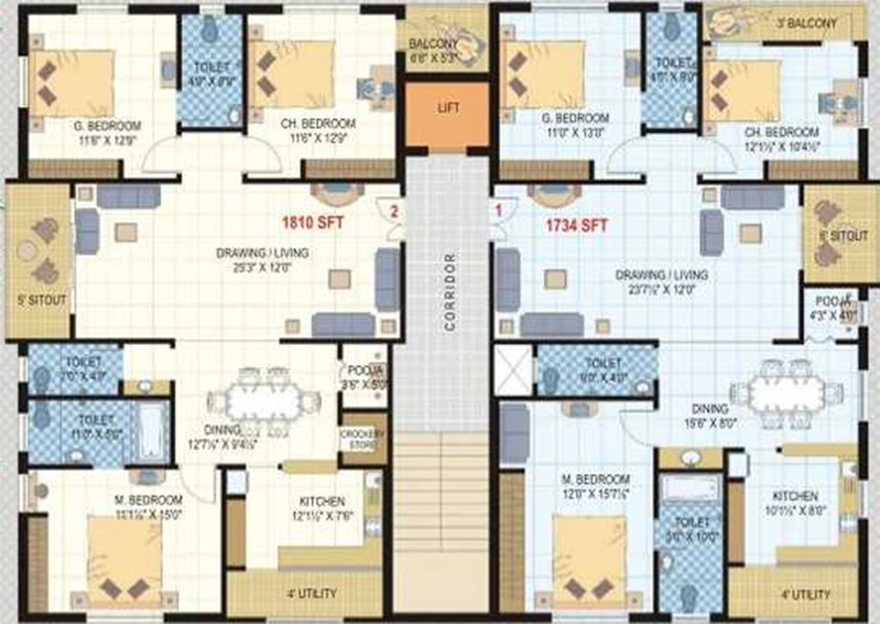 Floor Plan of HSR Venkata Rama Serenity in Chikkadpally, Hyderabad - Image 232540