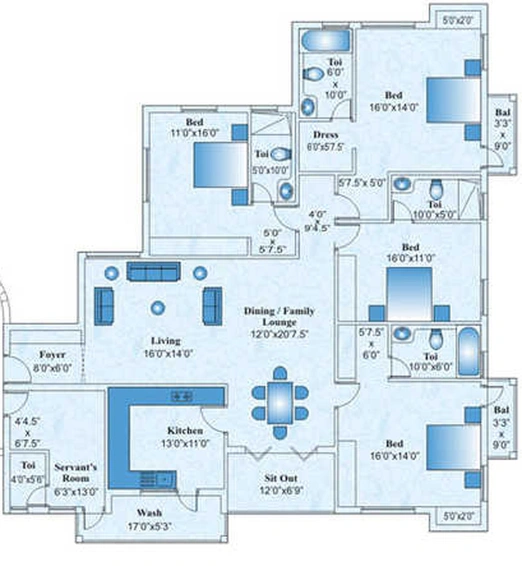 4 BHK Flat in Golden Kings Court in Anna Nagar, Chennai - Image 841175