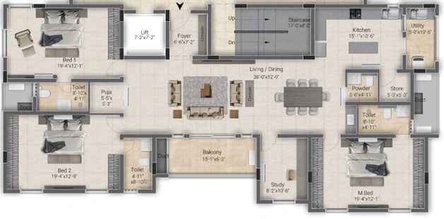 3 BHK Flat in Pushkar Bloomingdale in Chetpet, Chennai - Image 834088