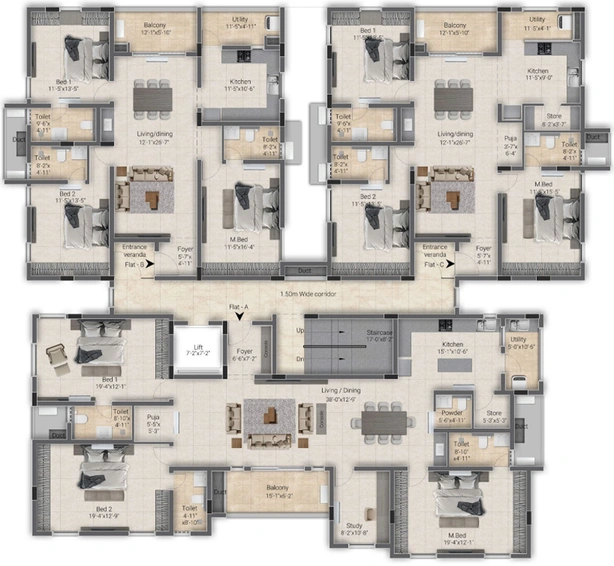 Floor Plan of Pushkar Bloomingdale in Chetpet, Chennai - Image 225848