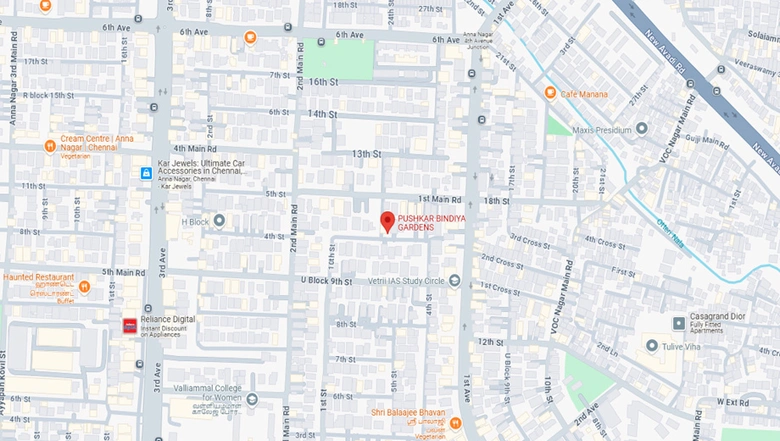 Location of Pushkar Bindiya Gardens in Anna Nagar, Chennai - Image 225603