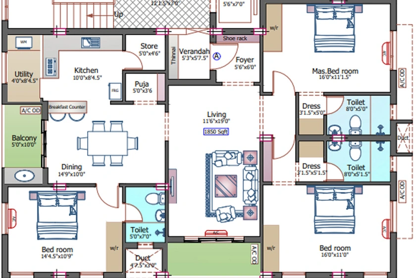 3 BHK Flat in Pushkar Balakrishna Nivas in Shenoy Nagar, Chennai - Image 833976