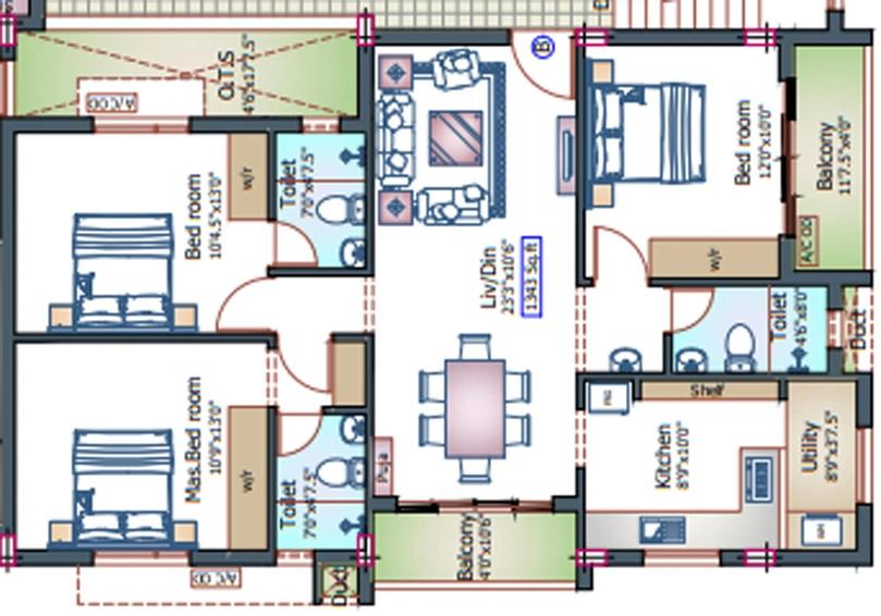 3 BHK Flat in Pushkar Gettu Apartments in Kilpauk, Chennai - Image 833902
