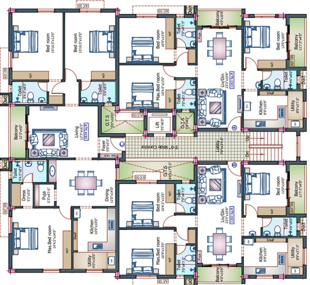 Floor Plan of Pushkar Gettu Apartments in Kilpauk, Chennai - Image 225580