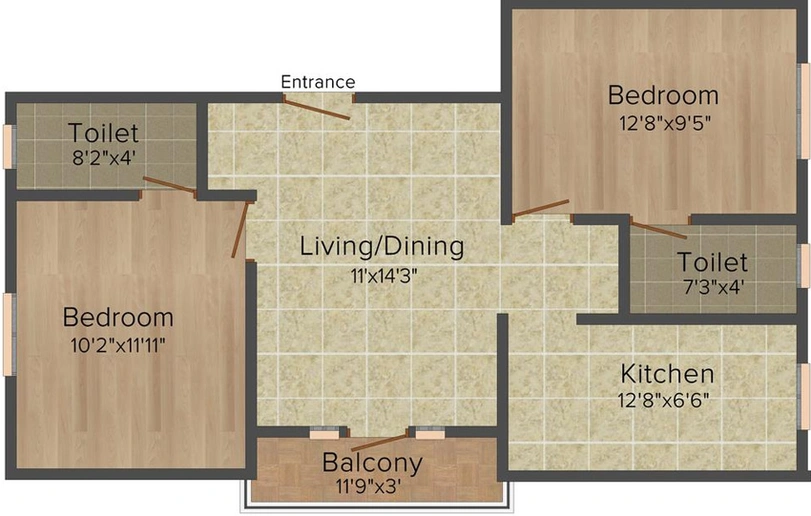 2 BHK Flat in Pushkar Nymphaea in Korattur, Chennai - Image 833969