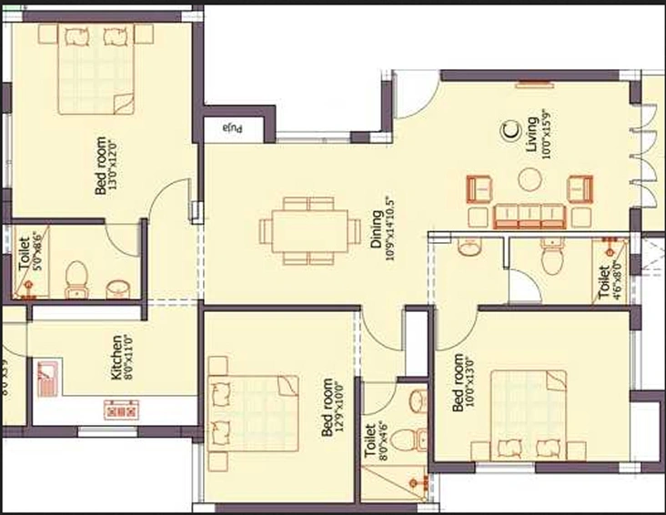 3 BHK Flat in Pushkar The Royal Court in Anna Nagar, Chennai - Image 833895