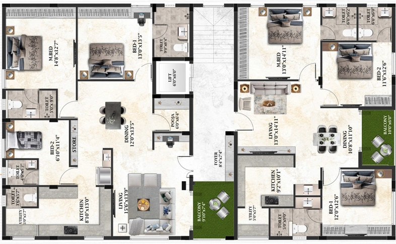 Floor Plan of Swathi Tejas in Mandaveli, Chennai - Image 244438