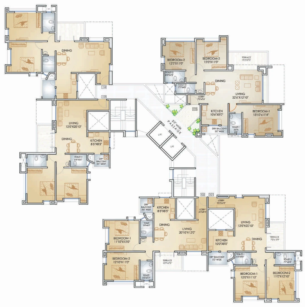 Floor Plan of Teerth Towers in Sus, Pune - Image 347034