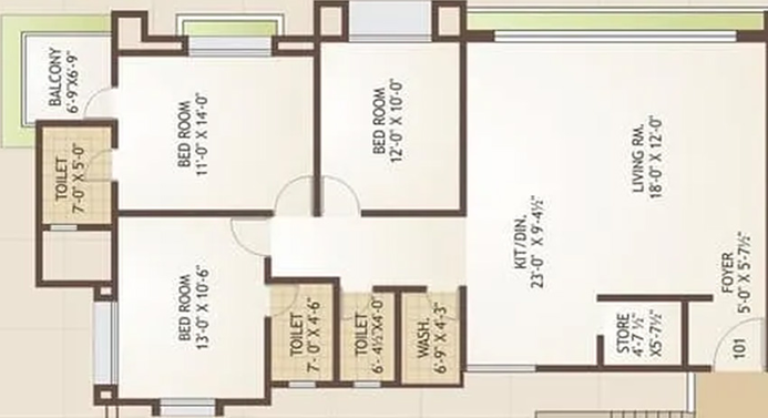 3 BHK Flat in Santvan Heights in Vishal Nagar, Surat - Image 846944