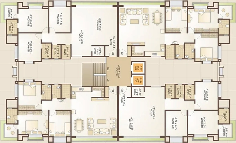 Floor Plan of Santvan Heights in Vishal Nagar, Surat - Image 254285