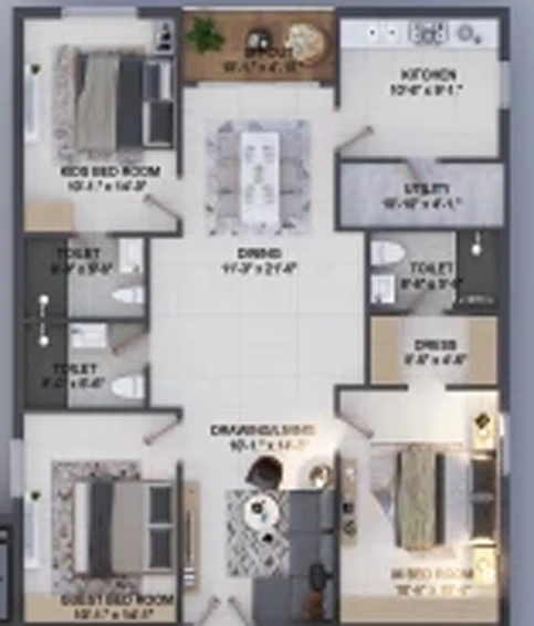 3 BHK Flat in Doyen Ascent Griffin in Serilingampally, Hyderabad - Image 844407