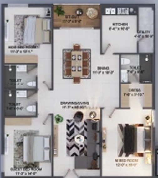 3 BHK Flat in Doyen Ascent Griffin in Serilingampally, Hyderabad - Image 844408