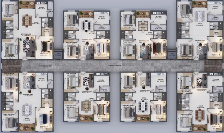 Floor Plan of Doyen Ascent Griffin in Serilingampally, Hyderabad - Image 248337