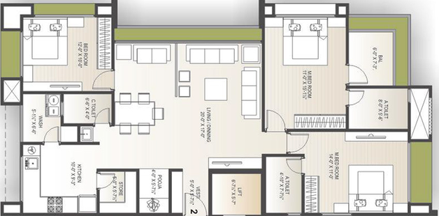 3 BHK Flat in Vaishnodevi Lifestyle in Pal, Surat - Image 846731