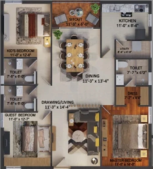3 BHK Flat in Doyen Ascent Flamingo A in Serilingampally, Hyderabad - Image 844401