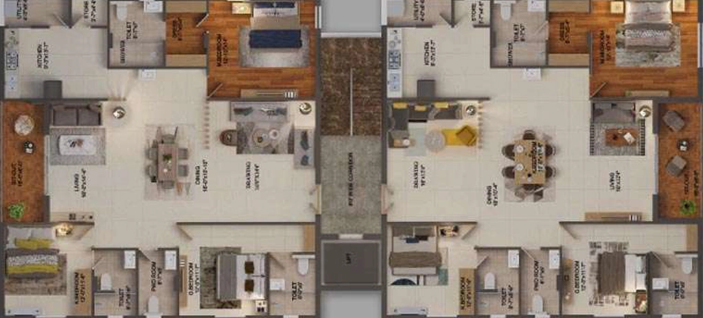 Floor Plan of Doyen Ascent Flamingo B in Serilingampally, Hyderabad - Image 314348