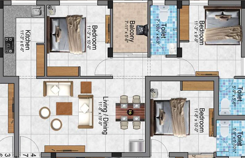 2 BHK Flat in Kaaviya Garden Partha Enclave in Kattupakkam, Chennai - Image 879187