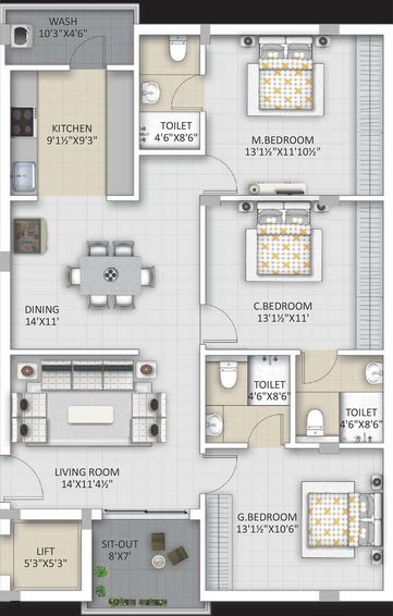 3 BHK Flat in Ista Ayukta in Nallagandla, Hyderabad - Image 836464