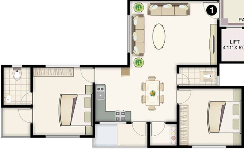2 BHK Flat in Rameshwaram Residency in Pal Gam, Surat - Image 846892