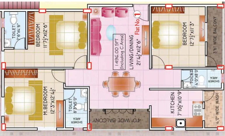 3 BHK Flat in Gruhashilpi Pallavi in Gandi Maisamma, Hyderabad - Image 835058