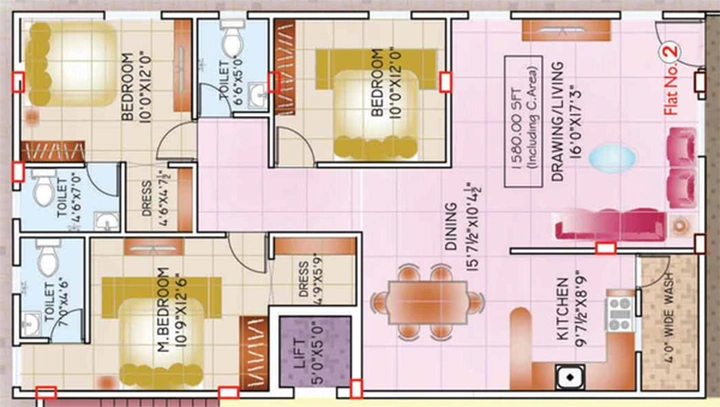 3 BHK Flat in Gruhashilpi Pallavi in Gandi Maisamma, Hyderabad - Image 835059