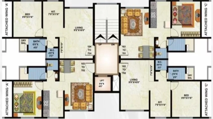 Floor Plan of Rajhans Seasons in Vasai West, Palghar - Image 247358