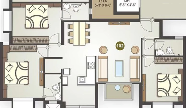 3 BHK Flat in Avadh Lifestyle in Bardoli, Surat - Image 846111