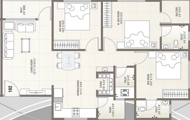 3 BHK Flat in Avadh Sukan in Bardoli, Surat - Image 846138