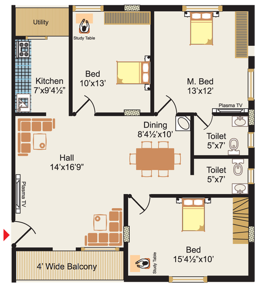3 BHK Flat in Shri Sree Salasar Gardenia in Bowenpally, Hyderabad - Image 844469